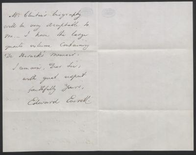 34. Edward Everett to Robert Ray (Reverse)